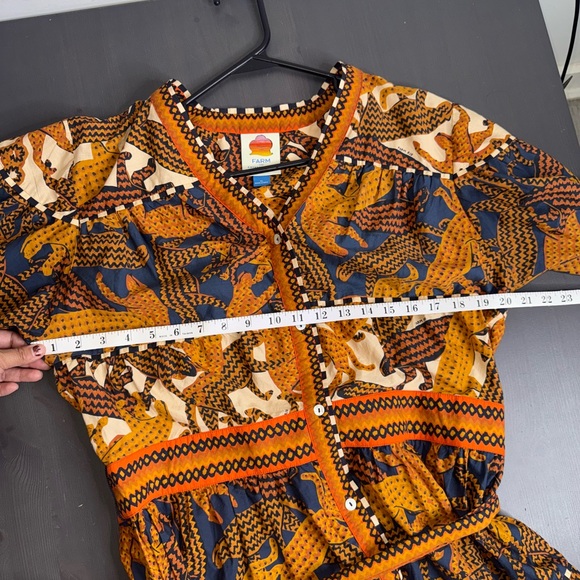 FARM RIO Anthropologie Long Sleeve V-Neck Printed Mini Dress - Picture 9 of 11